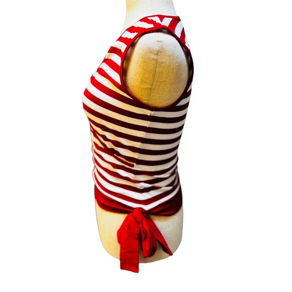 I.N.C. Red & White Striped Wrap Sleeveless Top w/ Side Bow | Size M - Picture 5 of 10